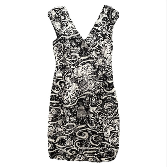 ANTHROPOLOGIE - MOULINETTE SOEURS - Swirling Villages Dress - Black / White - Picture 7 of 13